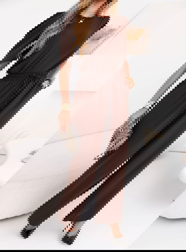 Czekoladowy komplet bluzka i szerokie...