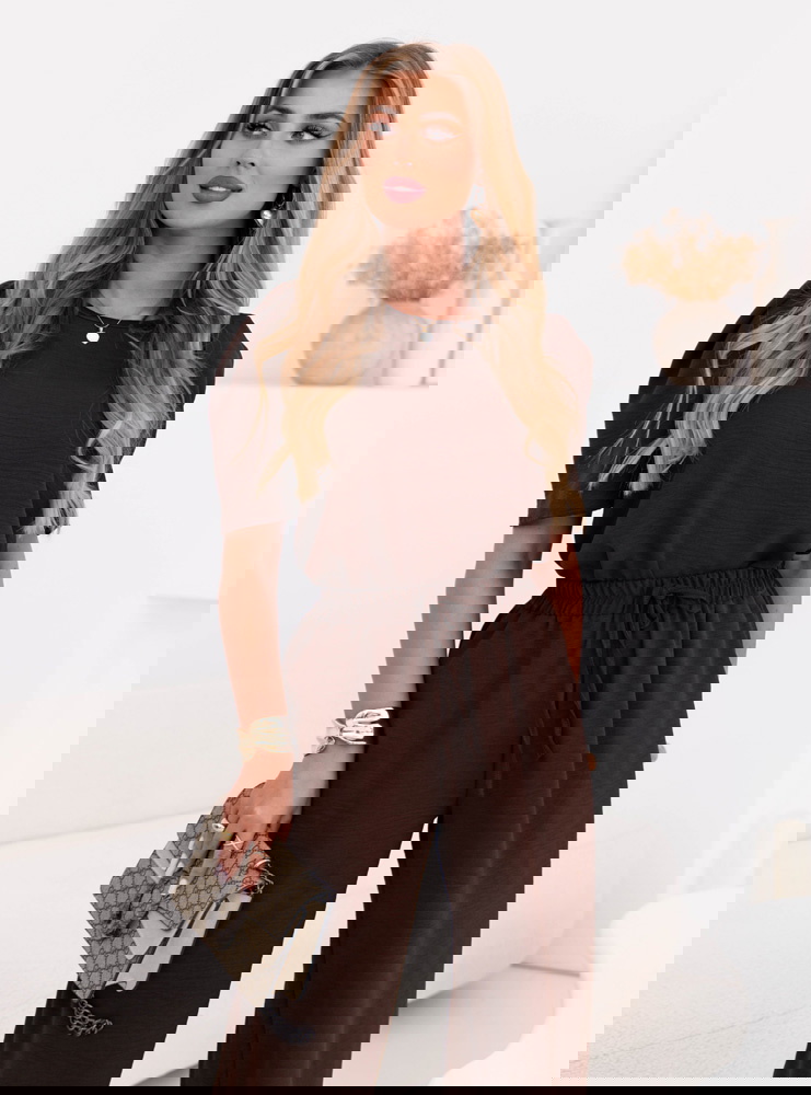 Czekoladowy komplet bluzka i szerokie...