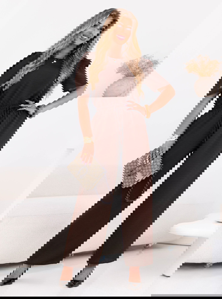 Czekoladowy komplet bluzka i szerokie...