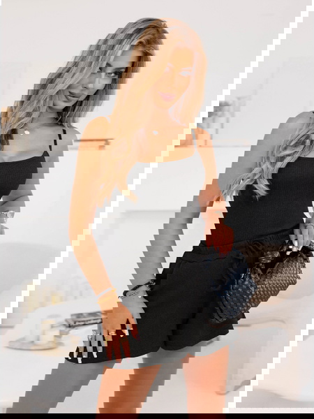 Czarny prążkowany komplet...