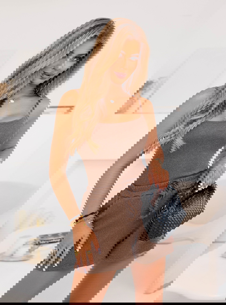 Prążkowany komplet bluzka na...