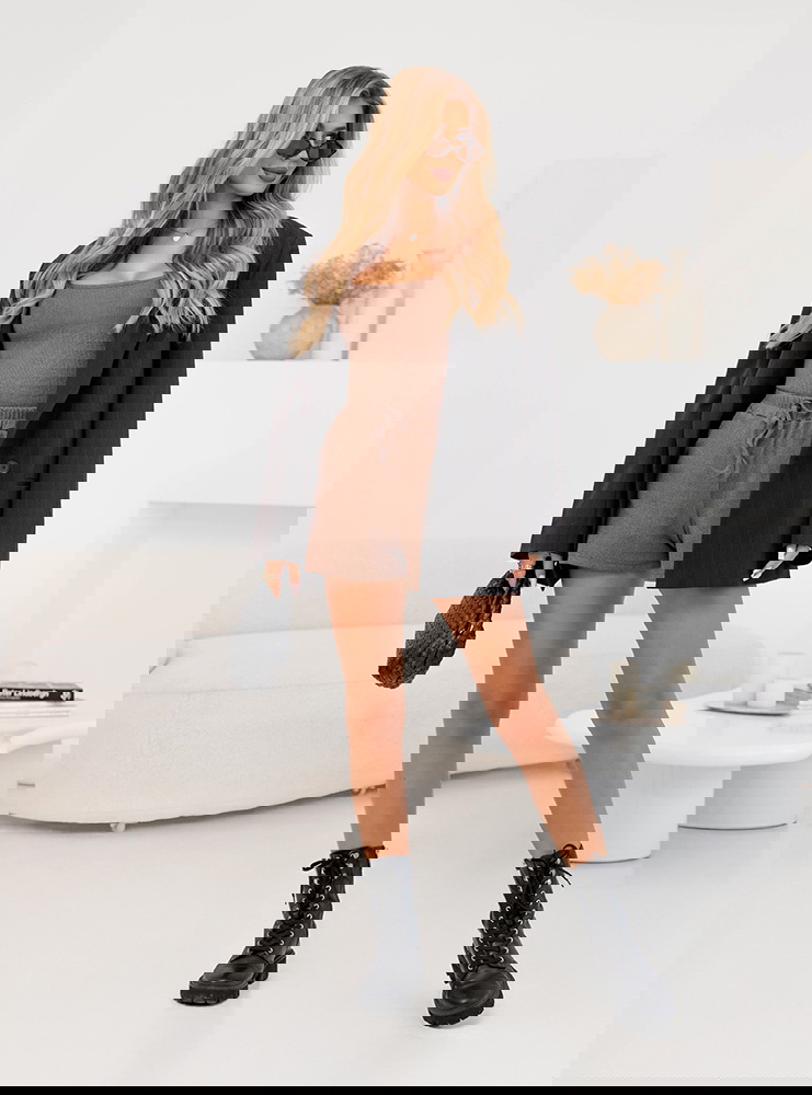 Prążkowany komplet bluzka na...