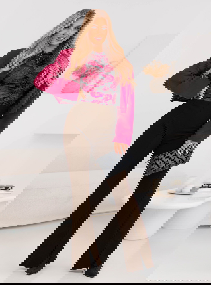 Czekoladowe spodnie typu dzwony z...