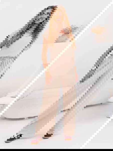 Beżowy komplet bluzka z... 2