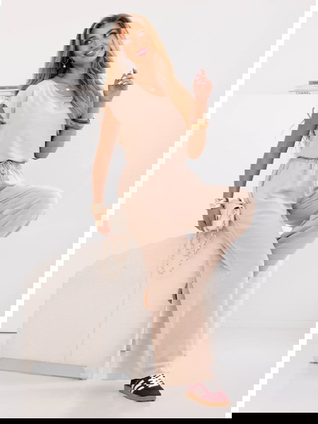 Beżowy komplet bluzka z...