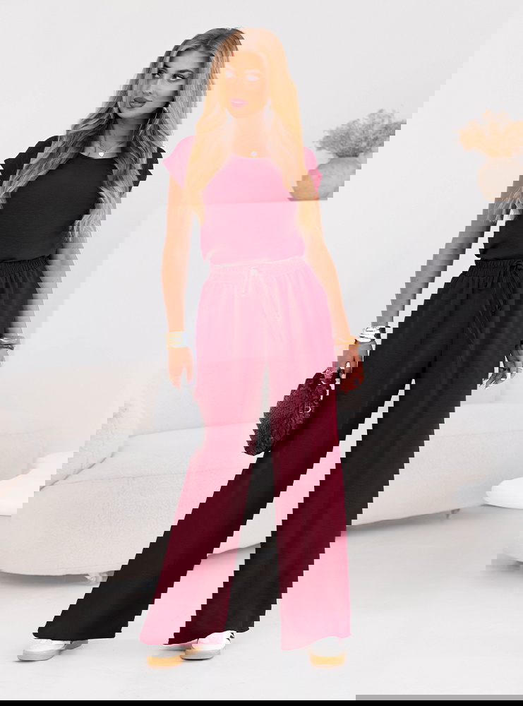 Bordowy komplet bluzka z krótkim...