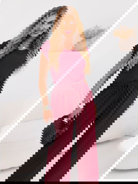 Bordowy komplet bluzka z...