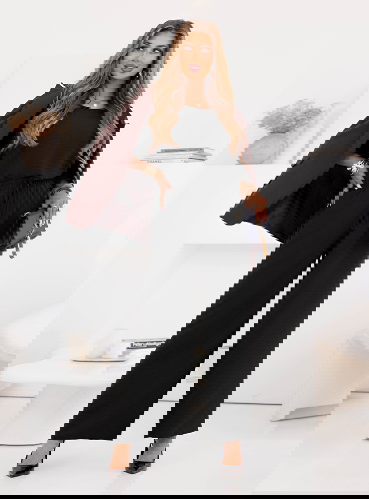 Czarny komplet bluzka z krótkim...