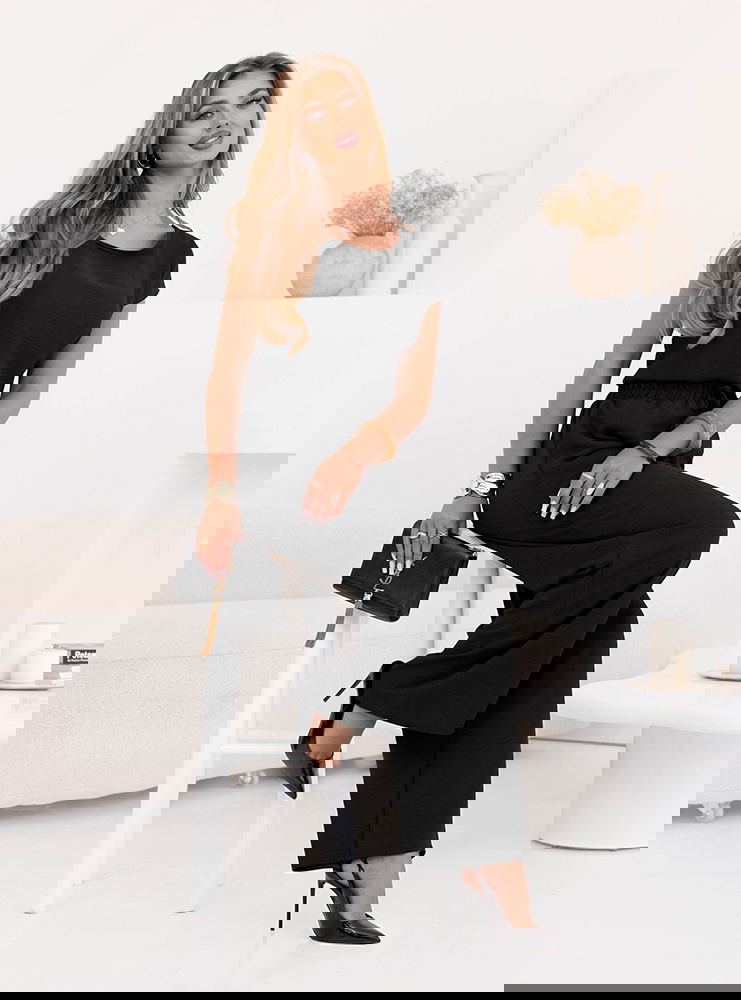 Czarny komplet bluzka z krótkim...