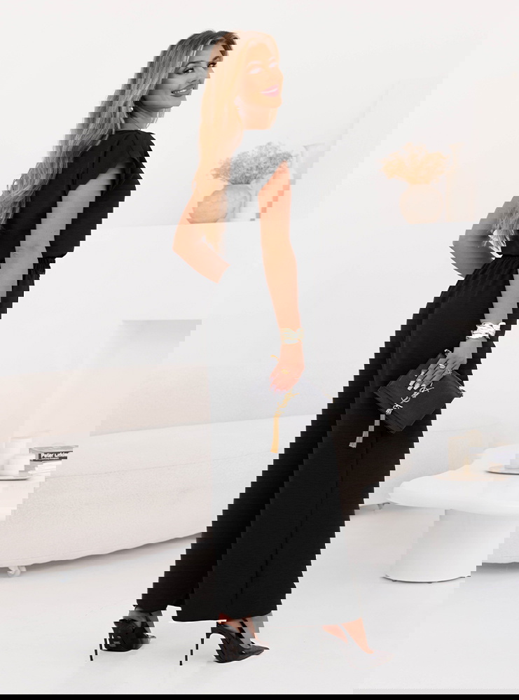 Czarny komplet bluzka z krótkim...