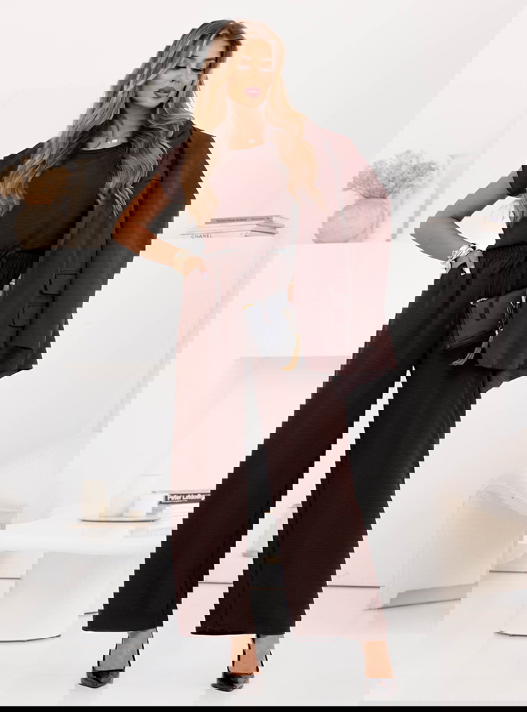 Czekoladowy komplet bluzka z krótkim...