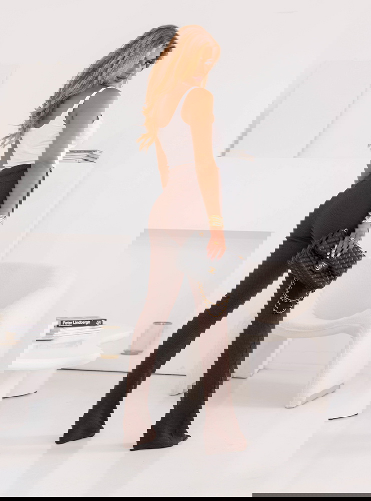 Czekoladowe prążkowane spodnie z...