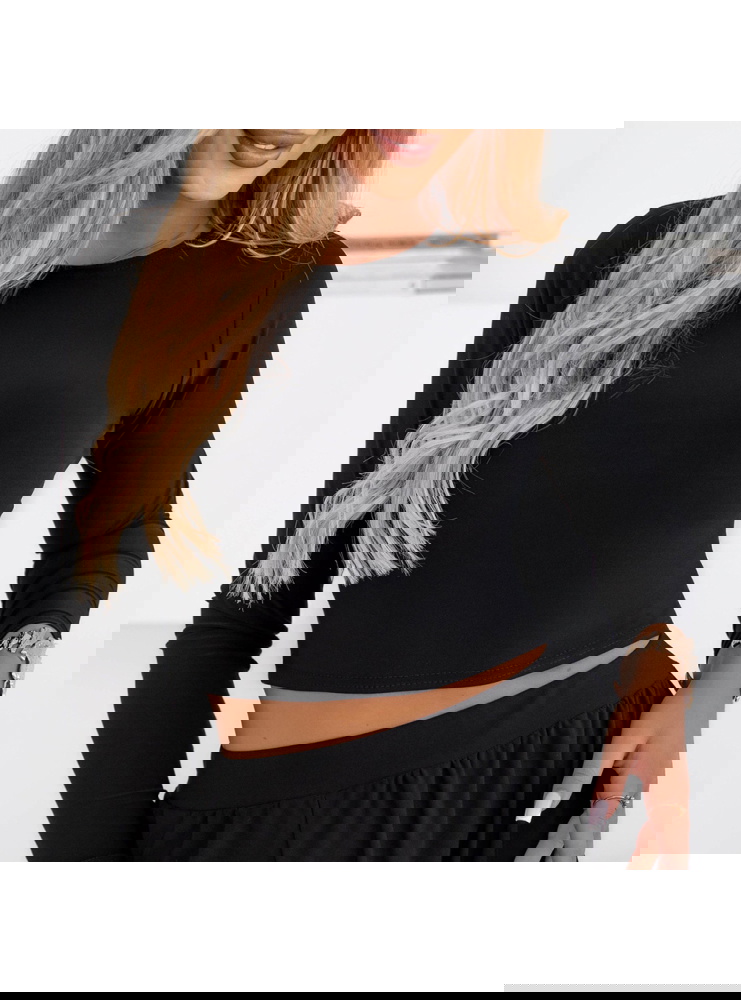 Czarny komplet bluzka i szerokie...