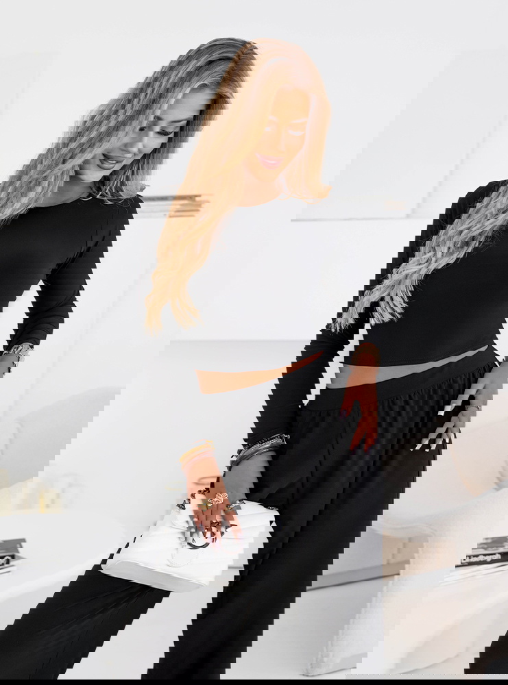 Czarny komplet bluzka i szerokie...