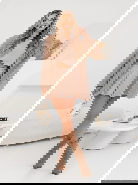 Beżowy komplet bluzka i... 2