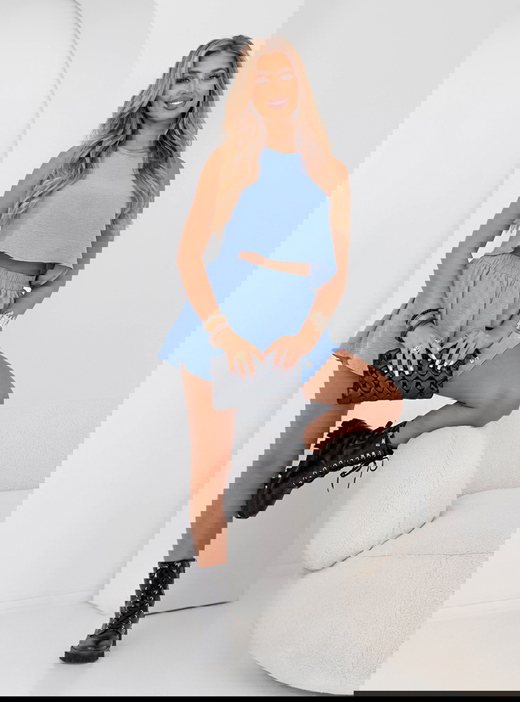 Błękitny komplet bluzka i spodenki Ymir