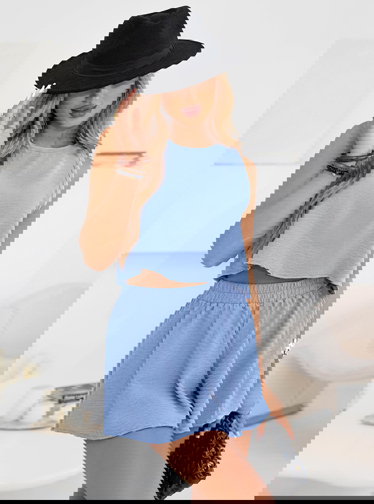 Błękitny komplet bluzka i spodenki Ymir