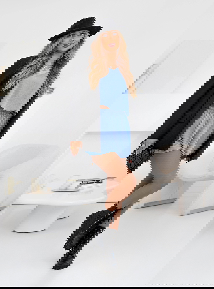 Błękitny komplet bluzka i spodenki Ymir