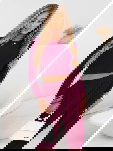 Bordowy komplet bluzka i...