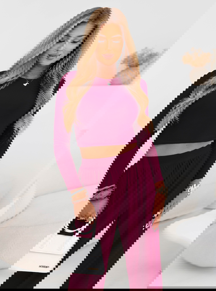 Bordowy komplet bluzka i szerokie...