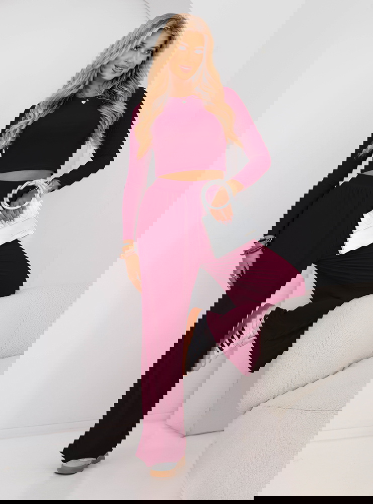 Bordowy komplet bluzka i szerokie...