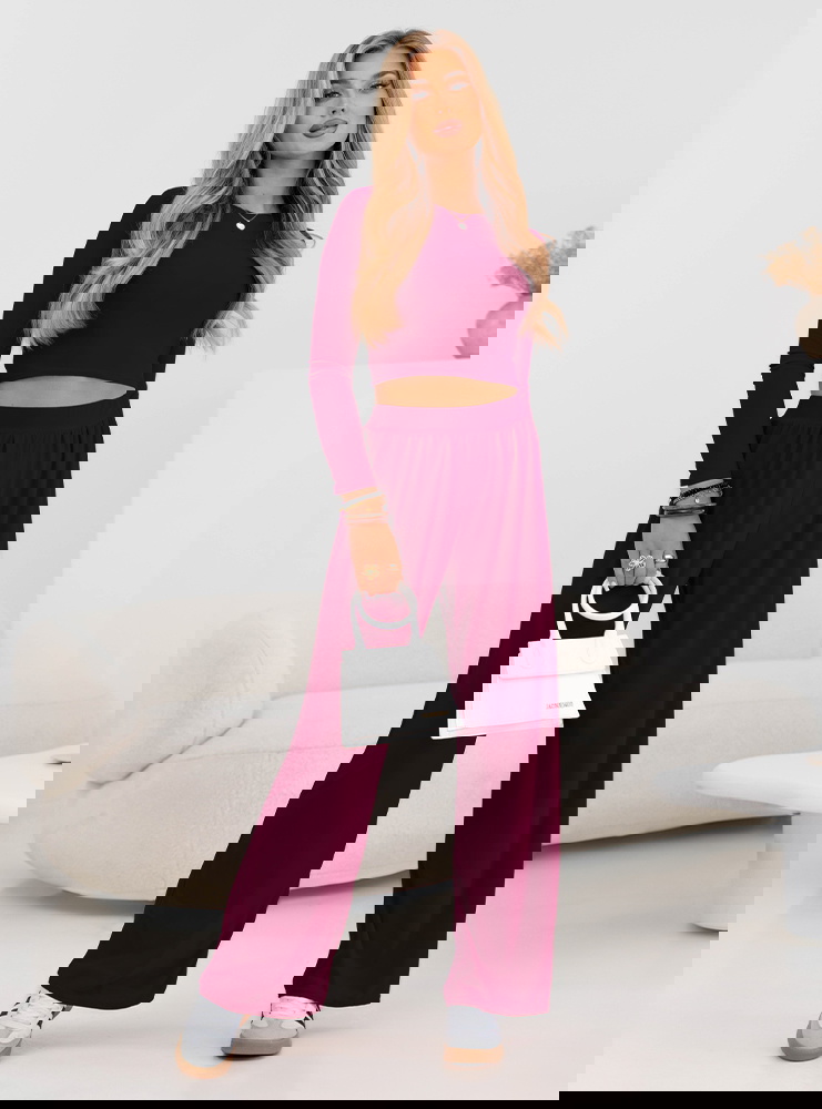 Bordowy komplet bluzka i szerokie...