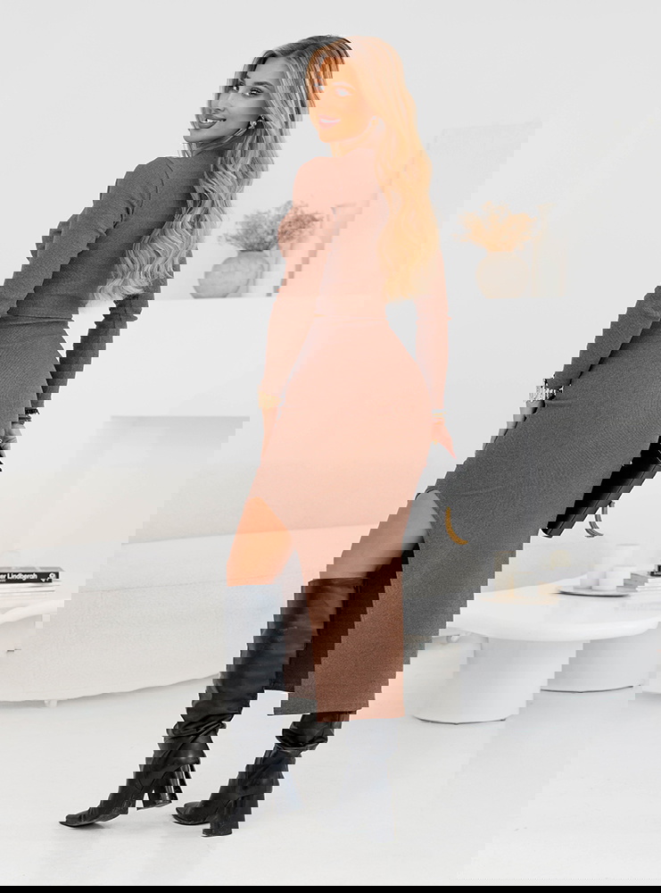 Prążkowany komplet top+spódnica z...