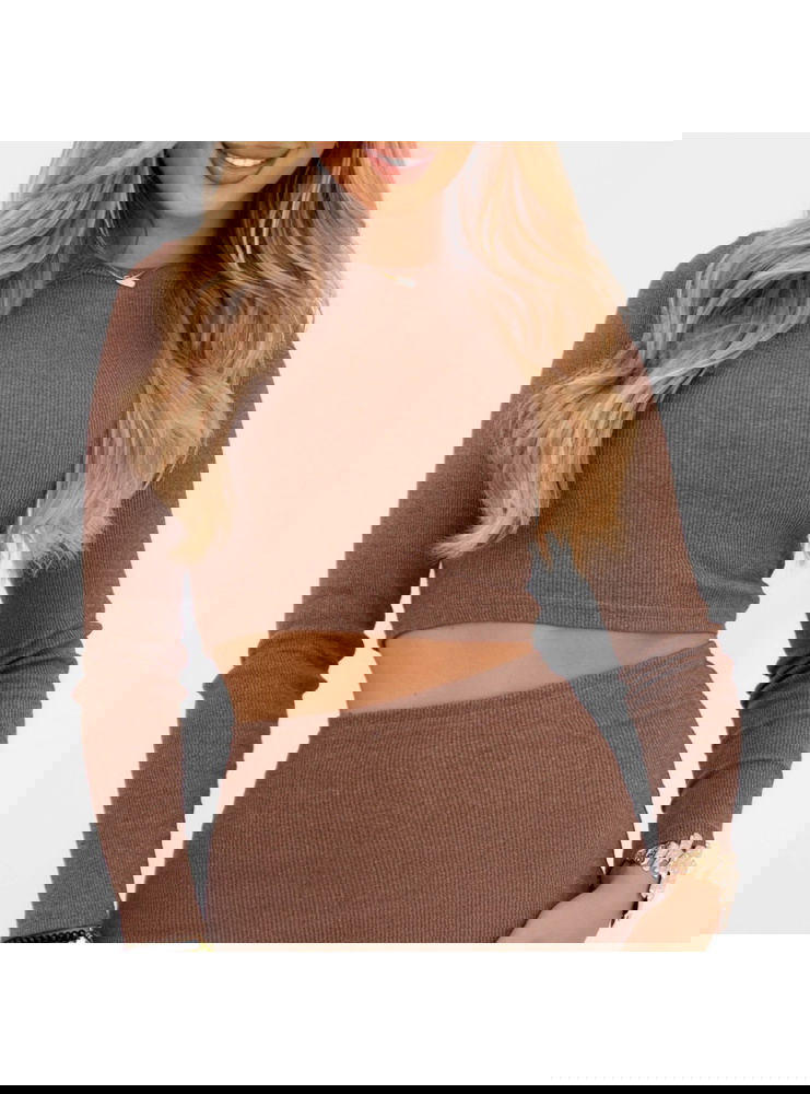 Prążkowany komplet top+spódnica z...