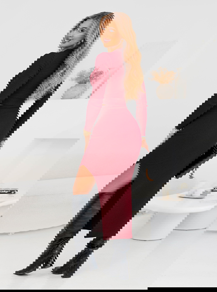 Bordowy prążkowany komplet...