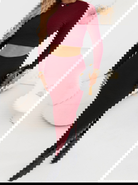 Bordowy prążkowany komplet...