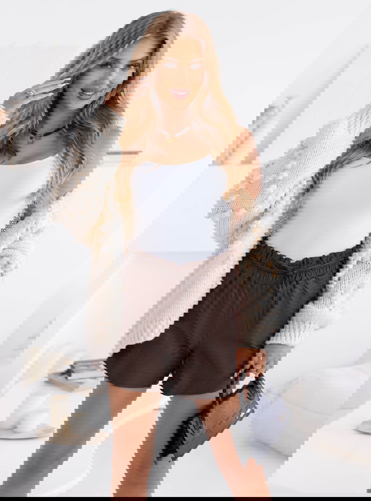 Czekoladowe szorty z eko skóry Blythe