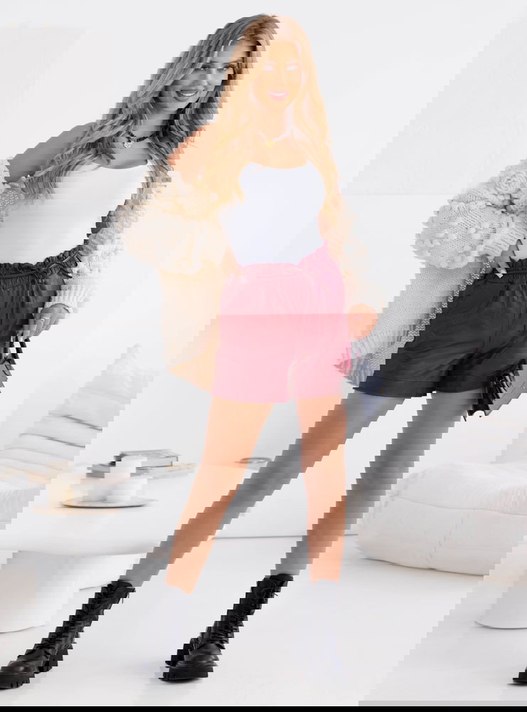 Bordowe szorty z eko skóry Blythe