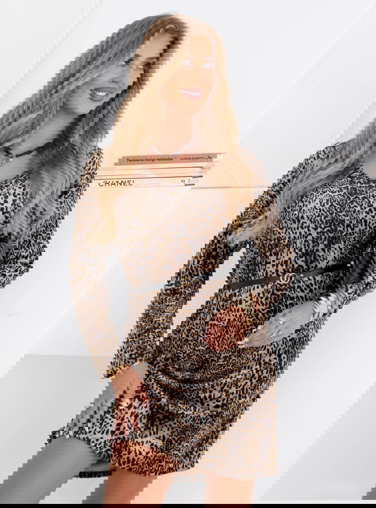 Welurowa sukienka w panterkę z...