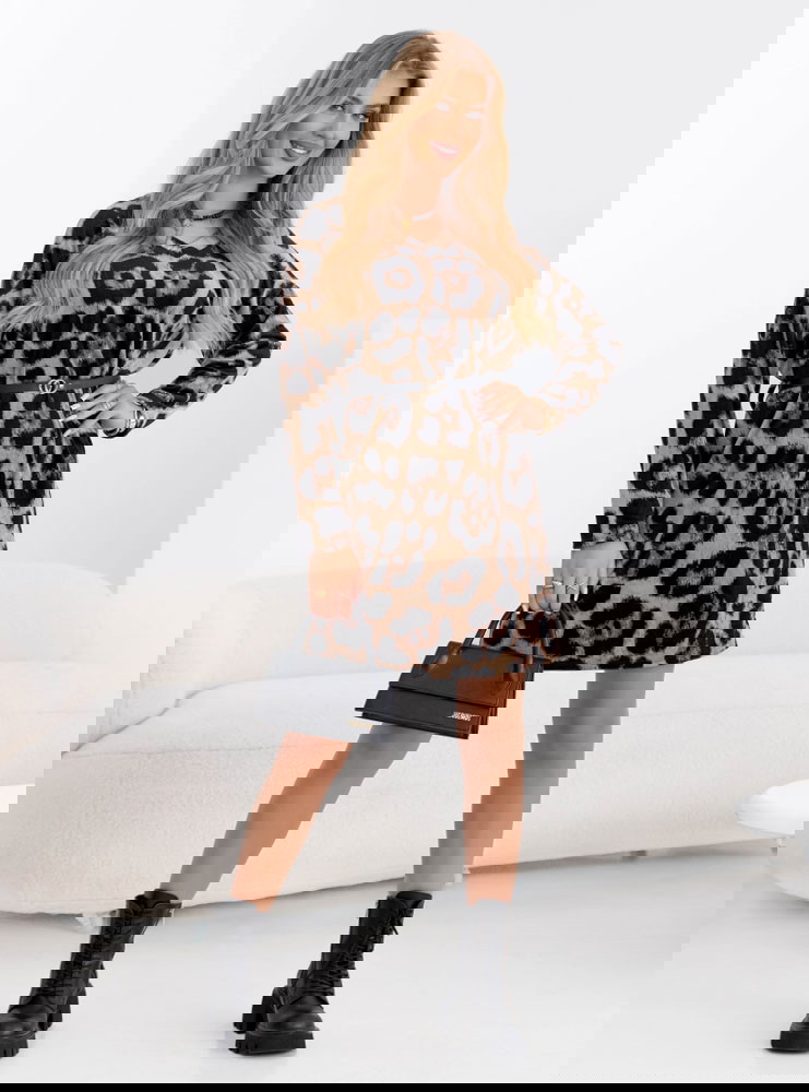 Welurowa sukienka w panterkę z...