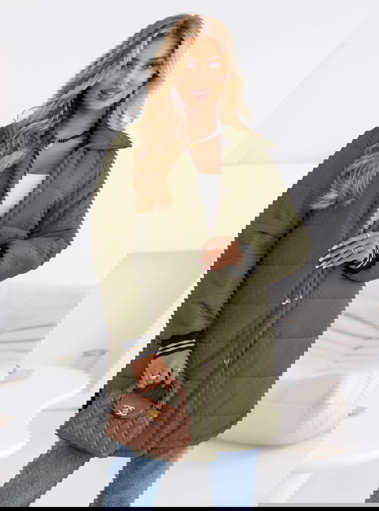 Pikowany płaszcz z paskiem Souleah -...