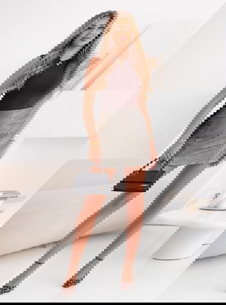 Szare spódnico-spodenki z eko skóry...