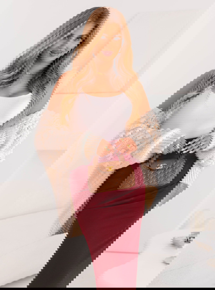 Malinowa prążkowana spódnica z...