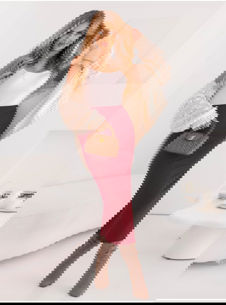 Malinowa prążkowana spódnica z...