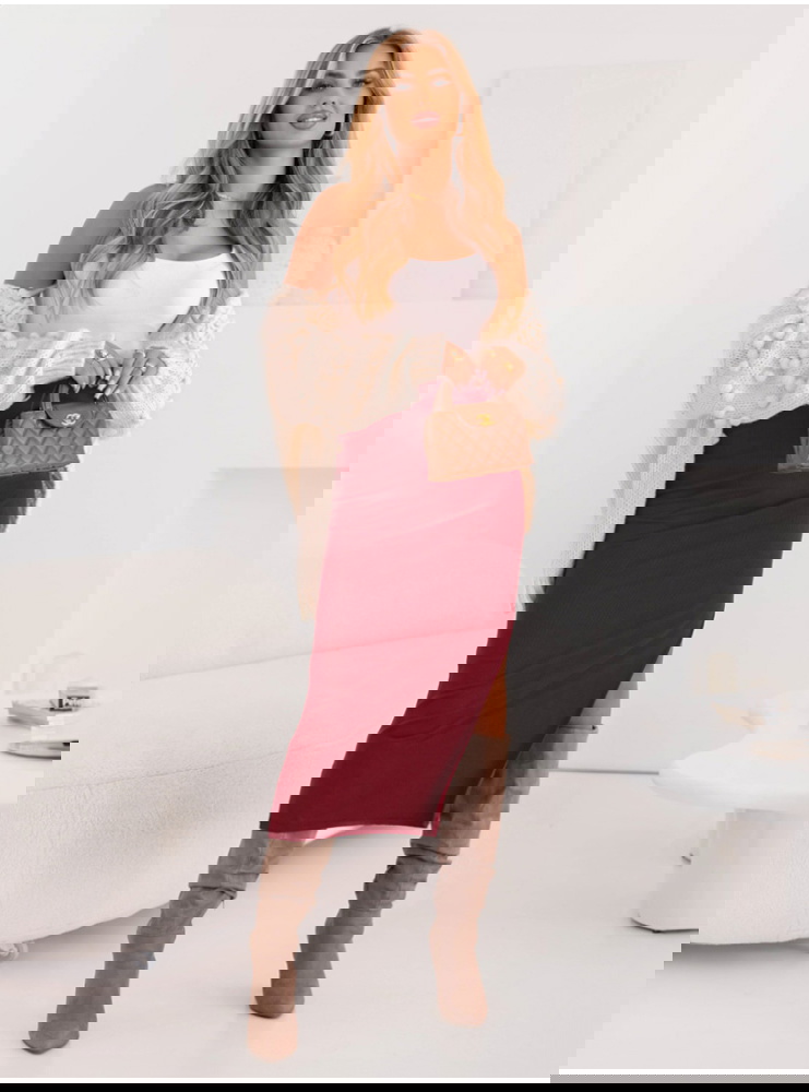 Malinowa prążkowana spódnica z...