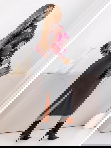 Czarna spódnica midi z eko... 2