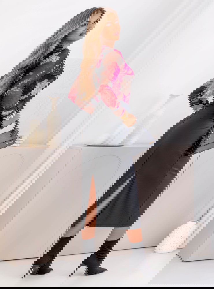 Czarna spódnica midi z eko skóry Atla