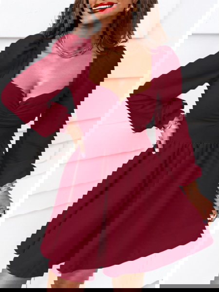 Bordowa sukienka z... 2