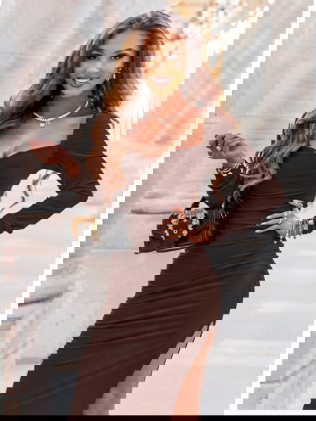 Czekoladowa długa sukienka...