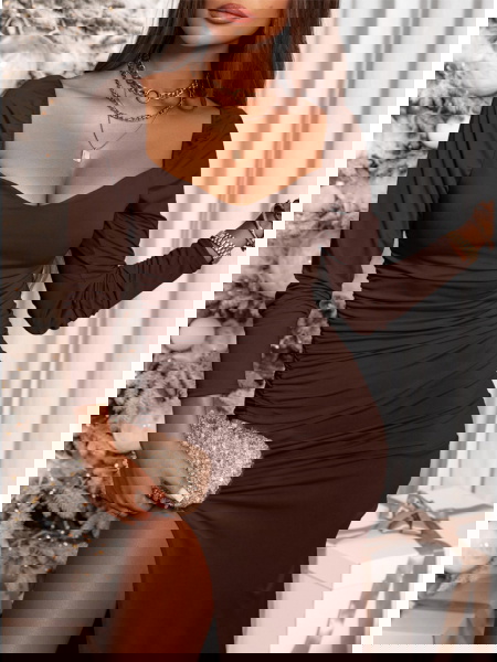 Czekoladowa długa sukienka...