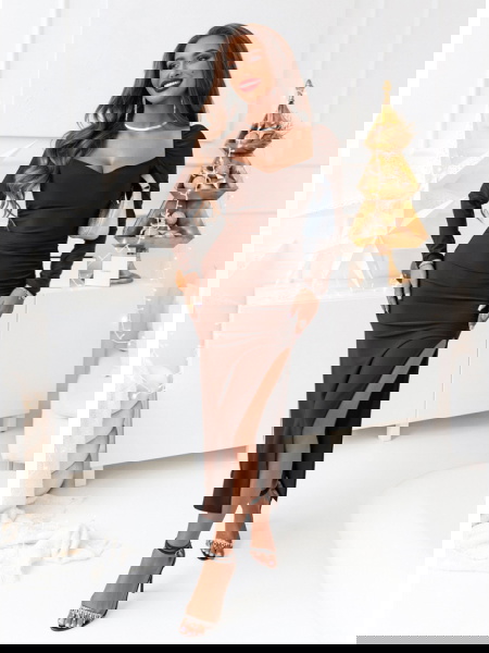 Czekoladowa długa sukienka...