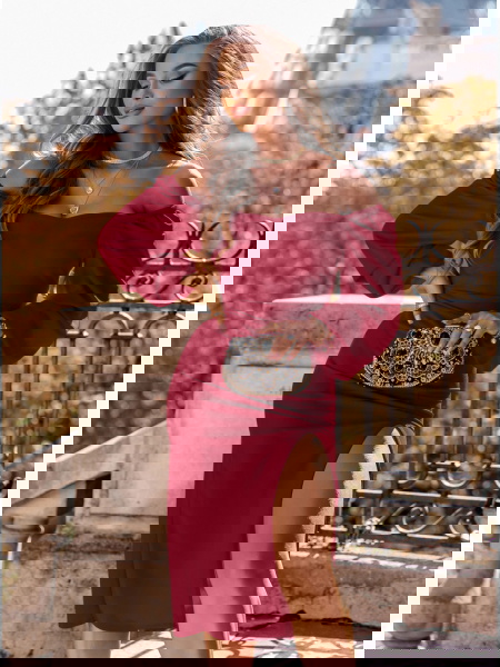 Bordowa sukienka z... 2