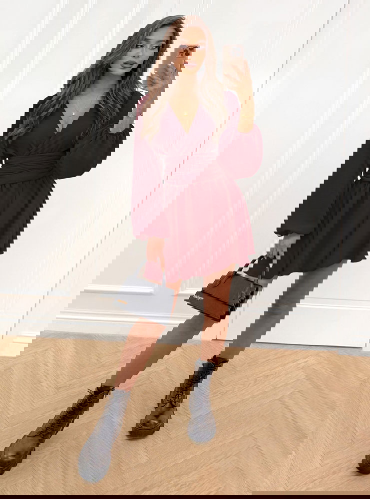 Bordowy kombinezon jak sukienka z...