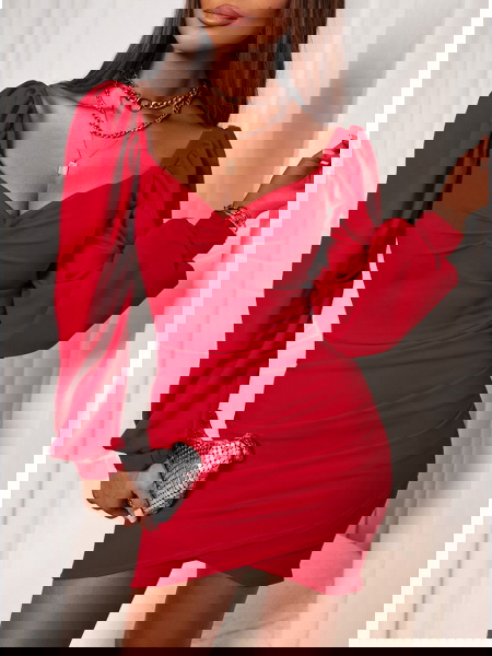 Malinowa sukienka z... 2