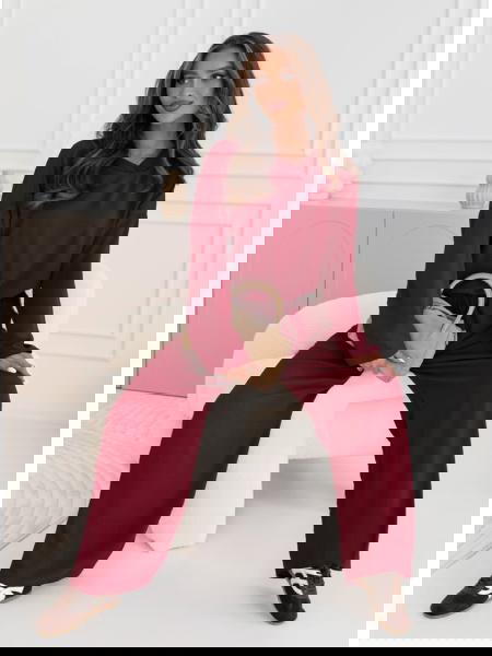 Bordowy komplet bluzka z...