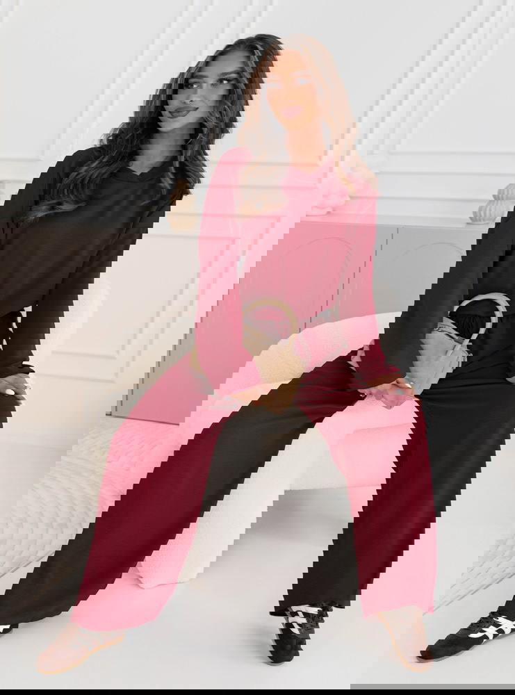 Bordowy komplet bluzka z kapturem i...